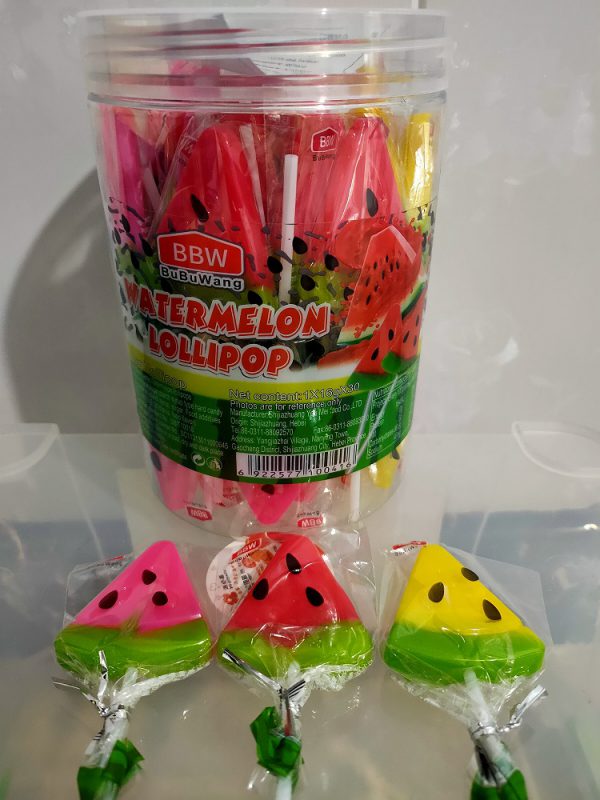 WATERMELON LOLLIPOP JAR 30X15G Aalmir
